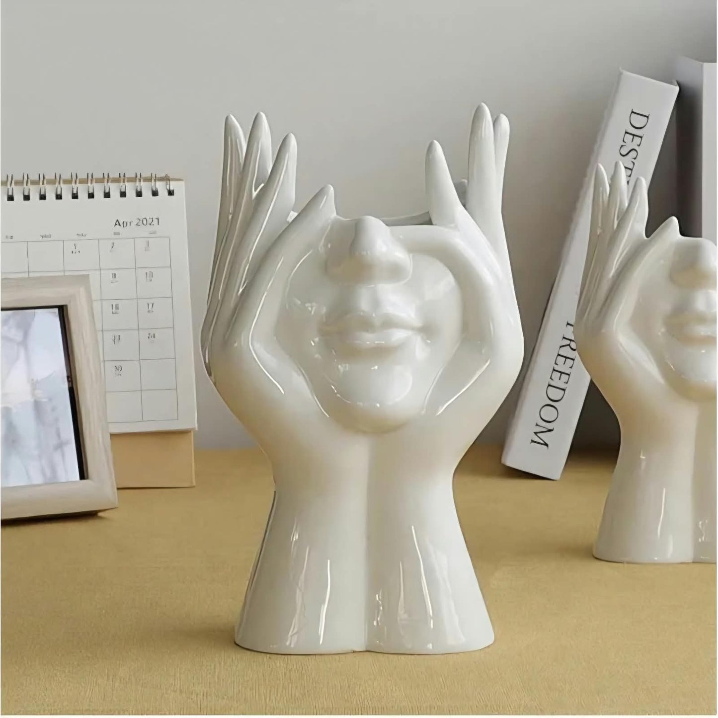 Human Face Flower Vase Art Creatrive Sculpture