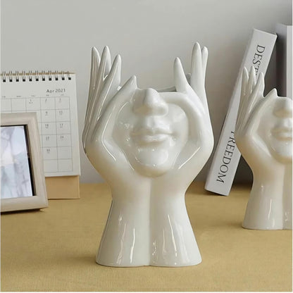 Human Face Flower Vase Art Creatrive Sculpture