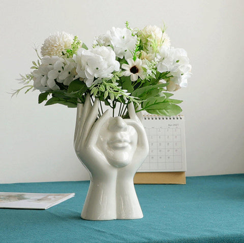 Human Face Flower Vase Art Creatrive Sculpture